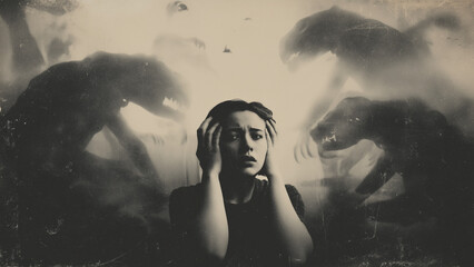young woman struggling with her mental demons