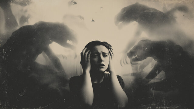 young woman struggling with her mental demons