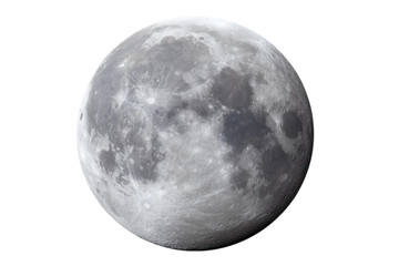 Fototapeta premium Detailed full moon in clear night sky, cut out