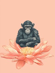 Chimpanzee on Lotus