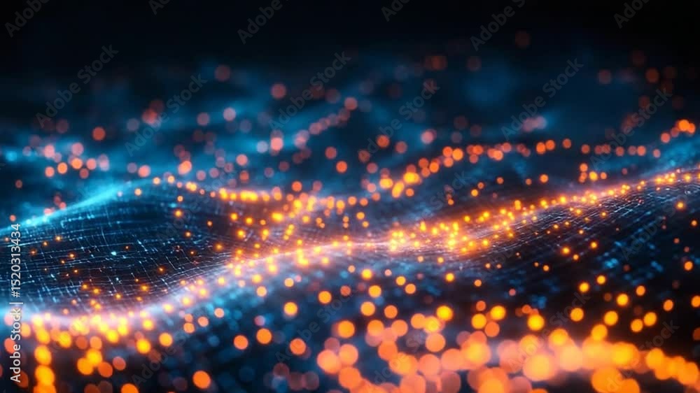 Poster abstract digital wave with glowing particles background for technology innovation and creativity