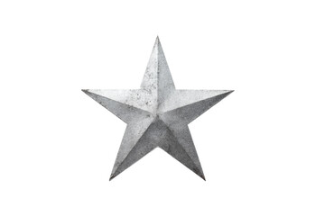Obraz premium Silver metallic star on black background: textured five-pointed shape in isolation, cut out