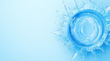 Fototapeta premium Circular waves expanding from center of transparent water container, copy space