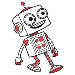 A Happy Robot with a Retro Design and Friendly Smile