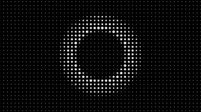 Glowing White Point Grid Forming Alternating Expanding and Collapsing Circles, Like Breathing Shockwaves, Black Void Background, Seamless Animation