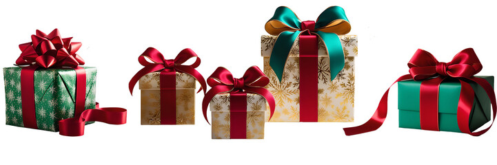 Stylish green and gold wrapping for holiday gifts and New Year celebrations, gift set, transportable