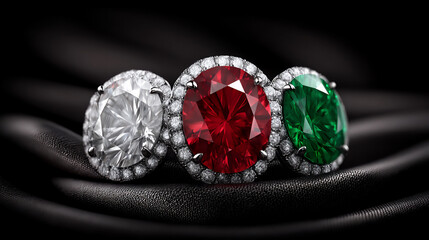 dazzling photograph of various expensive gemstones (diamonds, emeralds
