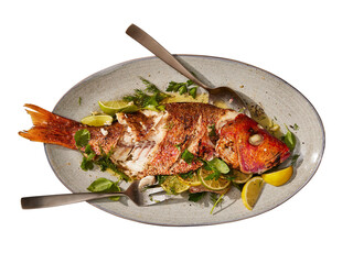 grilled red snapper fish with vegetables
