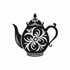 stylish  teapot silhouette with white background