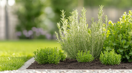Obraz premium Natural skunk repellent garden with lush aromatic plants for beautiful landscaping