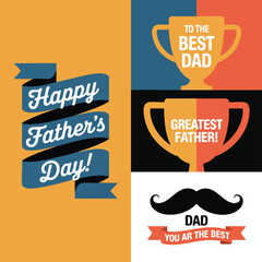 Father’s Day Award-Themed Graphic Layout with Trophies and Messages

