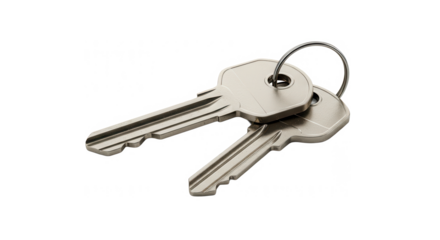 Keys on ring lying on white background for transparent background png  