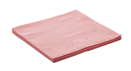 Pink decorative napkin with embossed pattern on a white background concept of transparent background png  