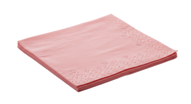 Pink decorative napkin with embossed pattern on a white background concept of transparent background png  