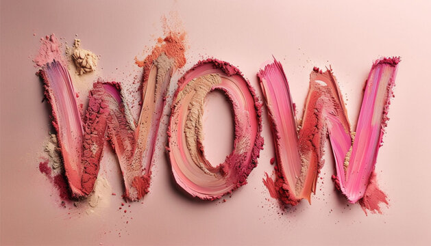 WOW written in makeup colors – an explosion of creativity and beauty