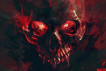 Red demon skull illustration