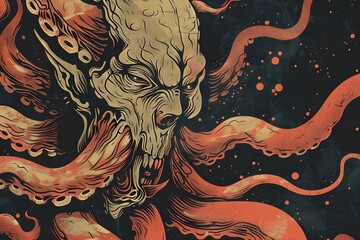 Demon illustration, closeup