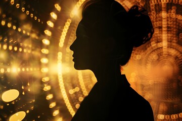 Businesswoman on technological background