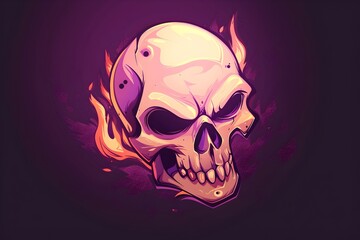 Cartoon skull on fire