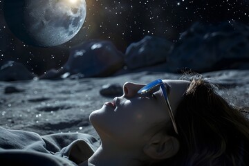 Woman lying down watching the space