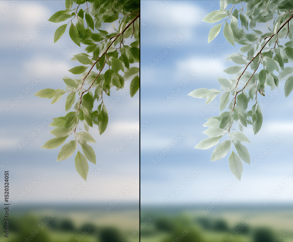 Poster side-by-side: a blurry, low-resolution digital image upscaled to a sharp, high-definition version