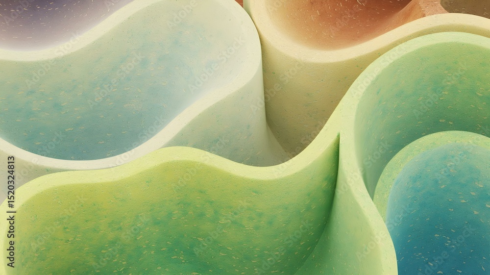 Poster abstract wavy layers background: a textured and colorful design featuring smooth, wavy shapes in pas