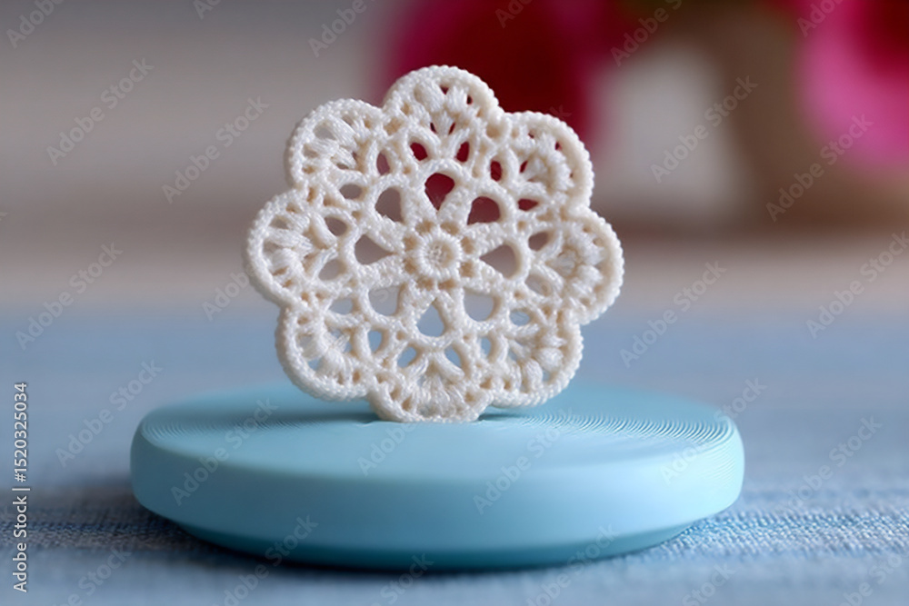 Poster close-up of a 3d printer creating a delicate and intricate object layer by layer