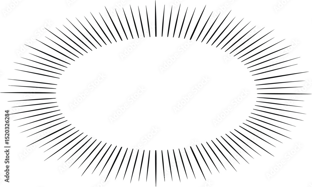 Fototapete oval frame with radiating lines creating a burst effect on a white background in a simple illustrati