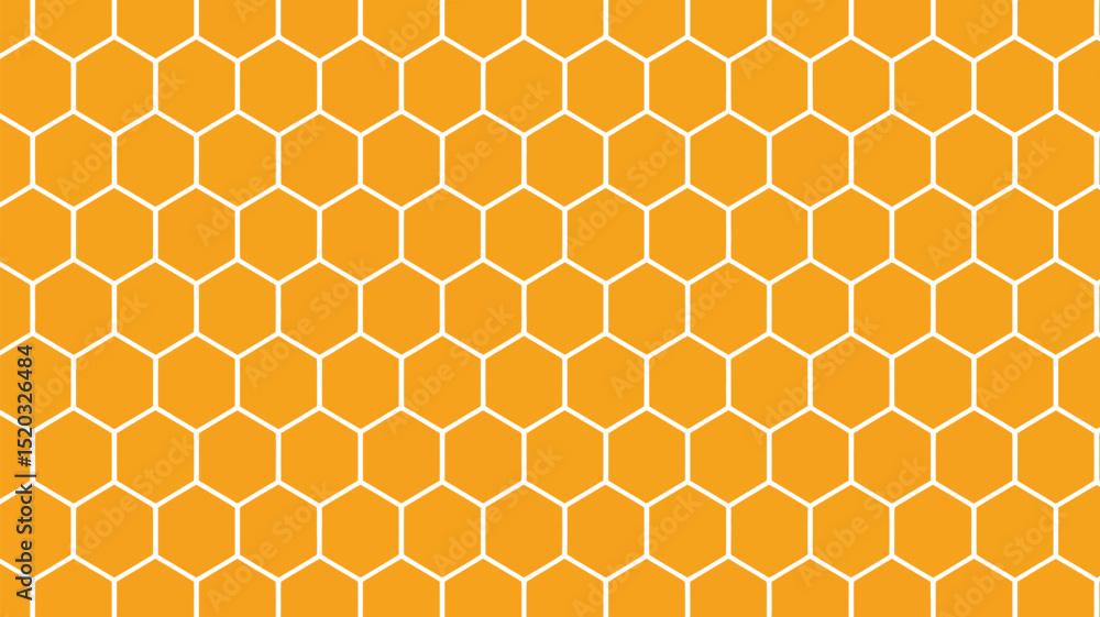 Poster a repeating pattern of orange hexagons outlined in white creating a honeycomb like structure