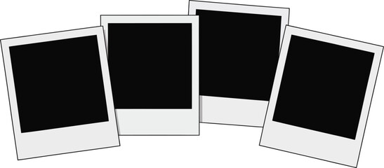 Blank instant print photo frames on a white background, perfect for your retro photography designs