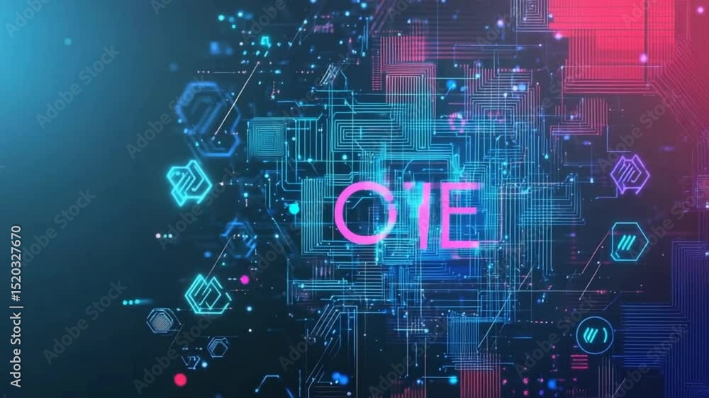 Poster futuristic circuit board animation with glowing elements for high-tech visuals