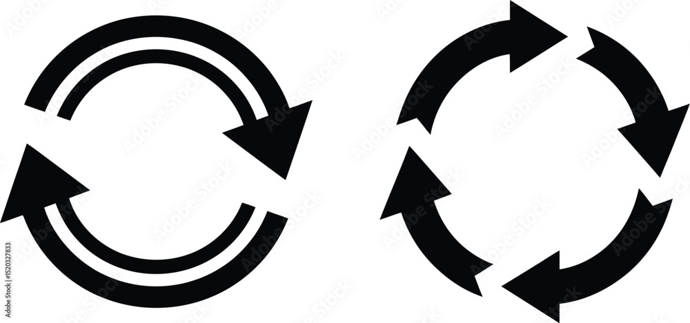 Poster black vector arrows forming a circular refresh symbol, perfect for web design, business concepts, or