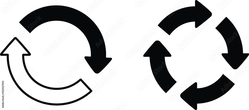 Poster a circular design with a set of arrows illustrating the concept of refresh, recycling, or a continuo