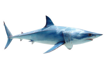 Naklejka premium Blue Shark Illustration with Detailed Fins and Gills on Transparent Background