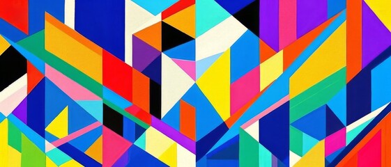 Dynamic Abstract Geometric Art with Bold Colors and Sharp Angles Creates a Striking Visual