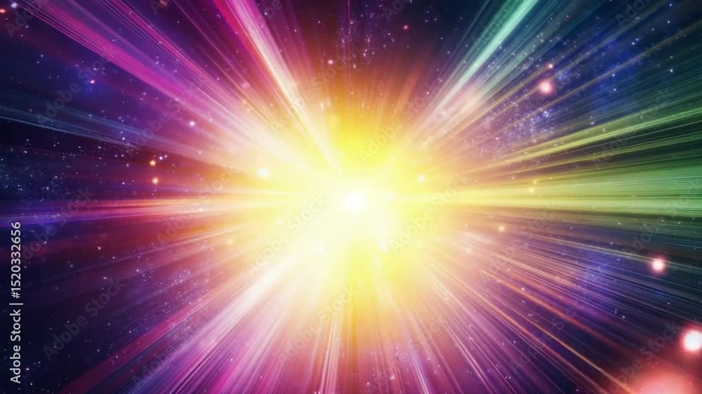 Poster abstract colorful hyperspace jump or time travel through the universe with light speed