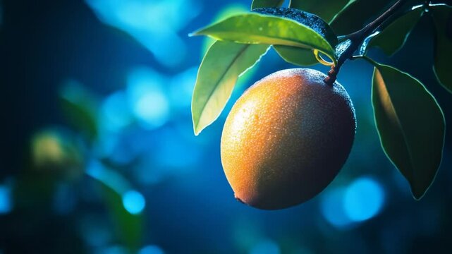Sapota fruit, leaves and bokeh background on a blurred tropical plantation video