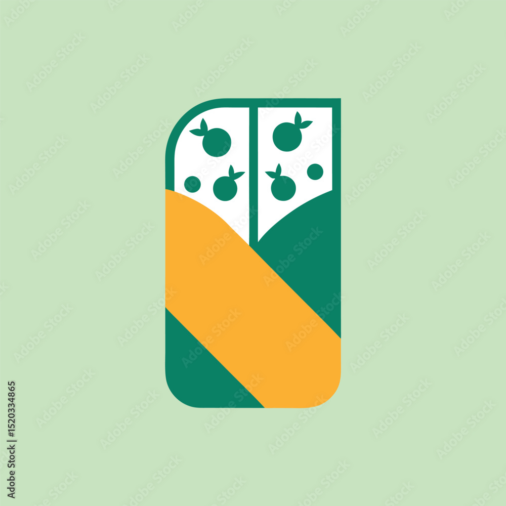 Poster abstract composition illustrating fruit and leaf elements in a modern vector design