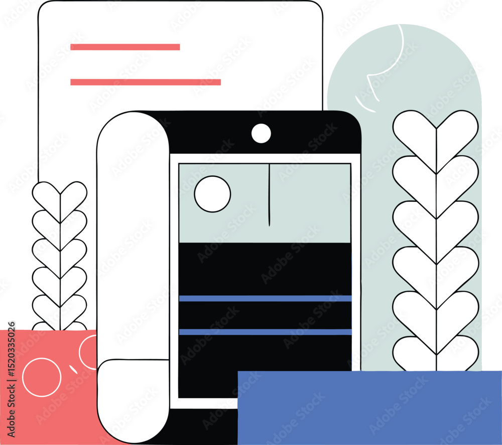 Poster abstract composition with geometric shapes and minimalist elements in a modern design