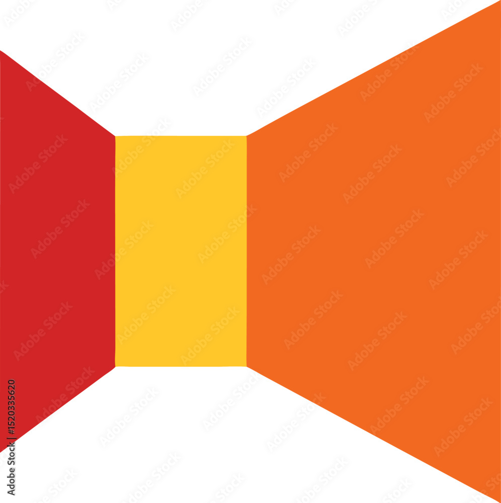 Poster abstract geometric composition featuring red orange and yellow colors with sharp angled shapes