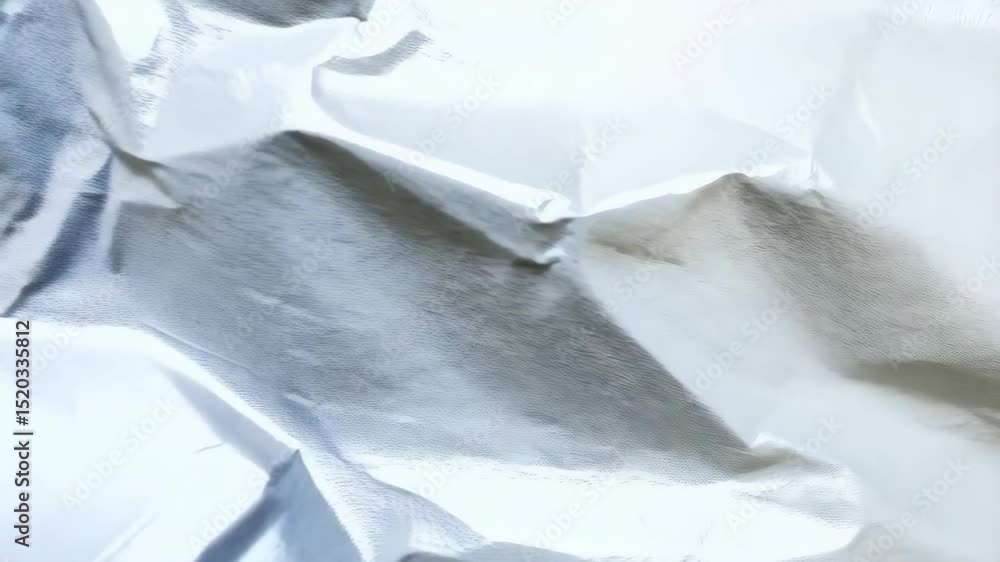 Poster abstract crumpled sheet background showcasing a metallic silver texture with reflective light and de