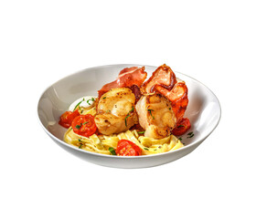 pan fried monk fish and creamy tagliatelle
