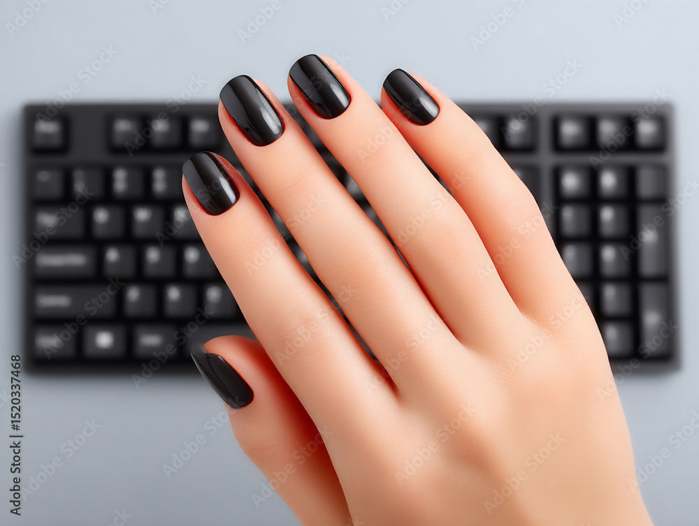 Poster top-down photograph showing the correct hand placement for basic keyboarding skills (touch typing)