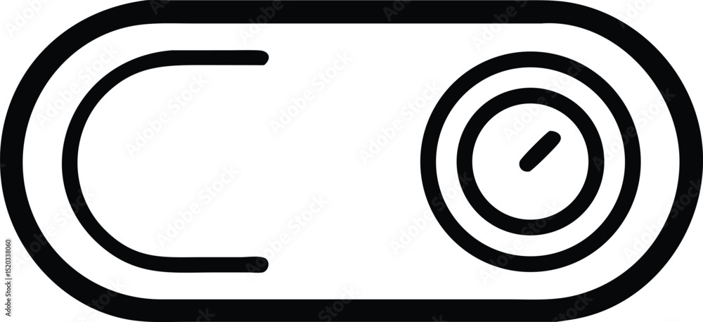Poster black silhouette power button icon for electronics control and digital interface design.