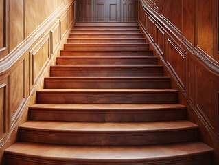 Elegant Wooden Staircase with Classic Craftsmanship in Traditional Home Interior Design Decor