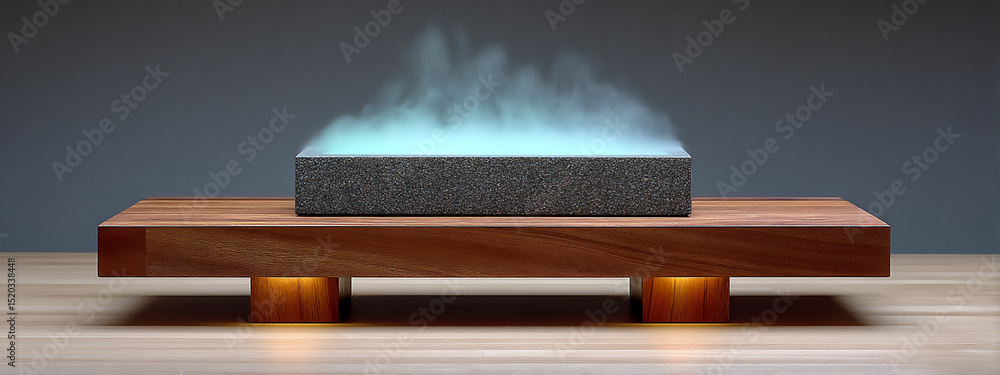 Poster dramatic photograph of dry ice sublimating and creating a thick fog in a container