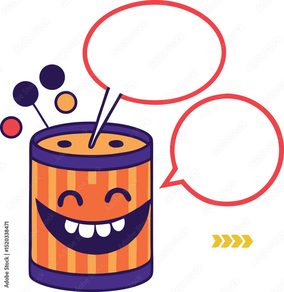 Aufkleber cheerful vector illustration of a smiling container with speech bubbles for fun conversation designs