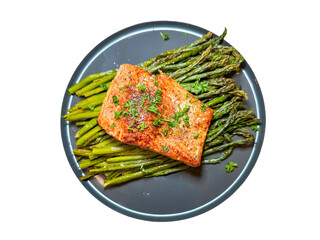 salmon steak with vegetables