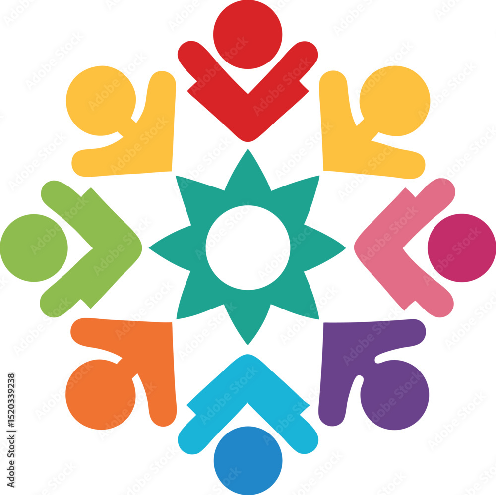 Poster colorful abstract unity symbol of a community embracing diversity and collaboration with transparenc