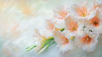 Elegant wedding invitation card background . Minimal hand painted watercolor Gladiolus flowers texture template background. Design for wedding, vip cover, poster, rsvp moderncard.Valentine's Day